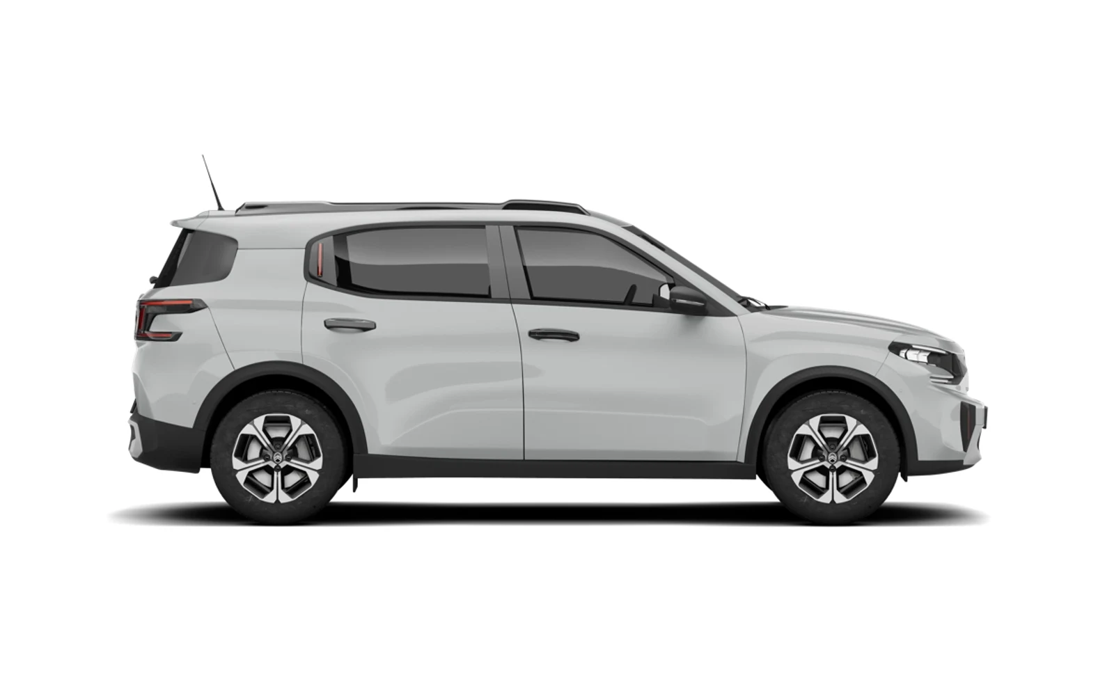 A light grey Citroen C3 Aircross viewed from the side.