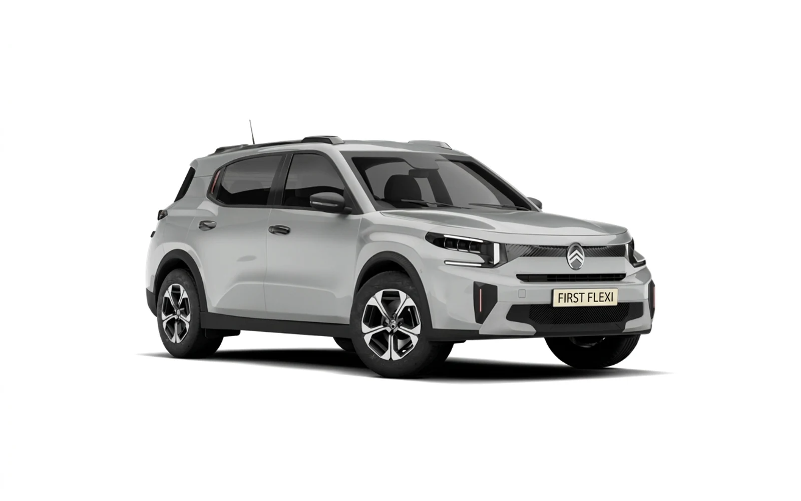 A silver Citroen C3 Aircross is shown from a 3/4 front angle.