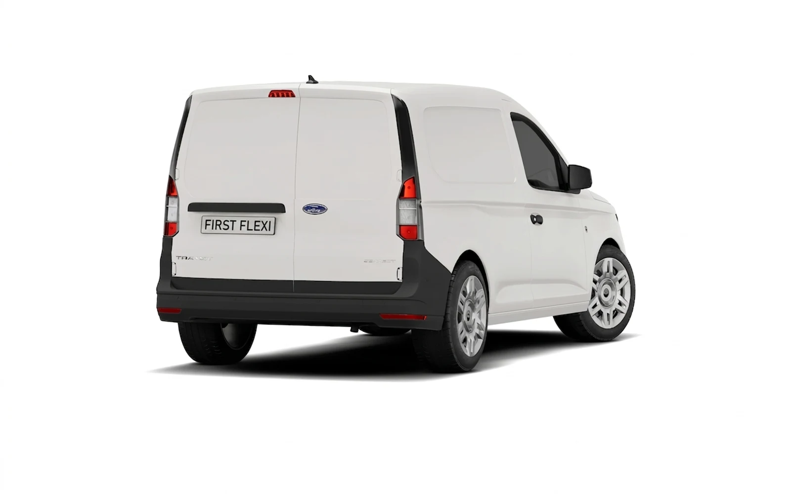 Rear view of a white Ford Transit Connect 250 L2 van.