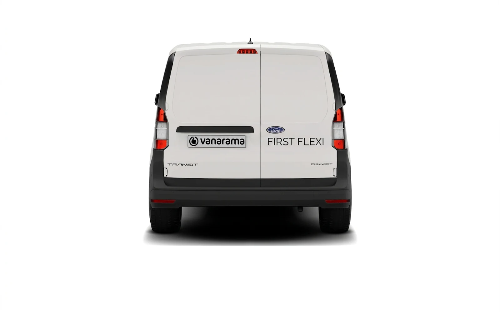 Rear view of a white Ford Transit Connect 250 L2 van.