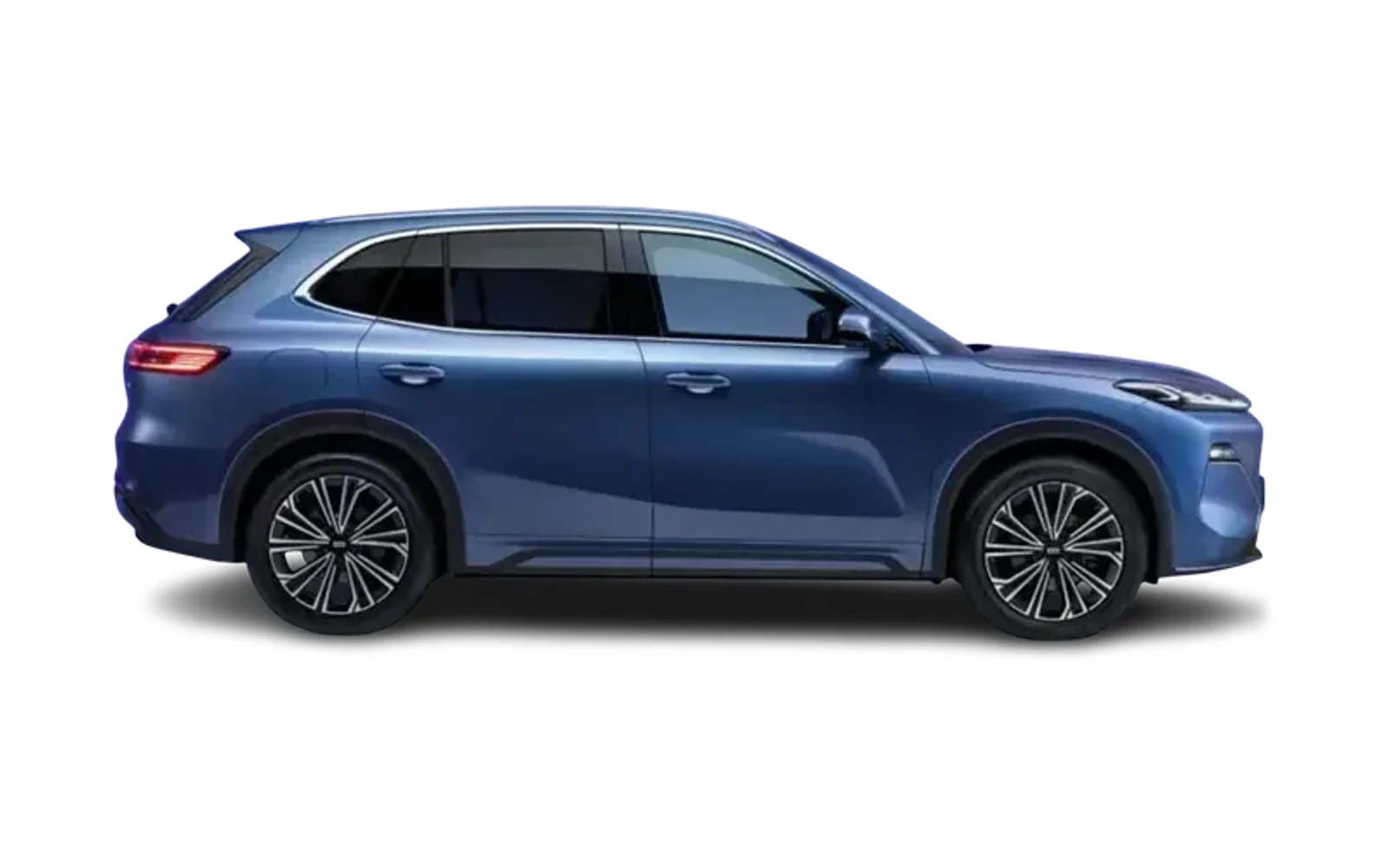 Side profile of a blue Geely Starray SUV.