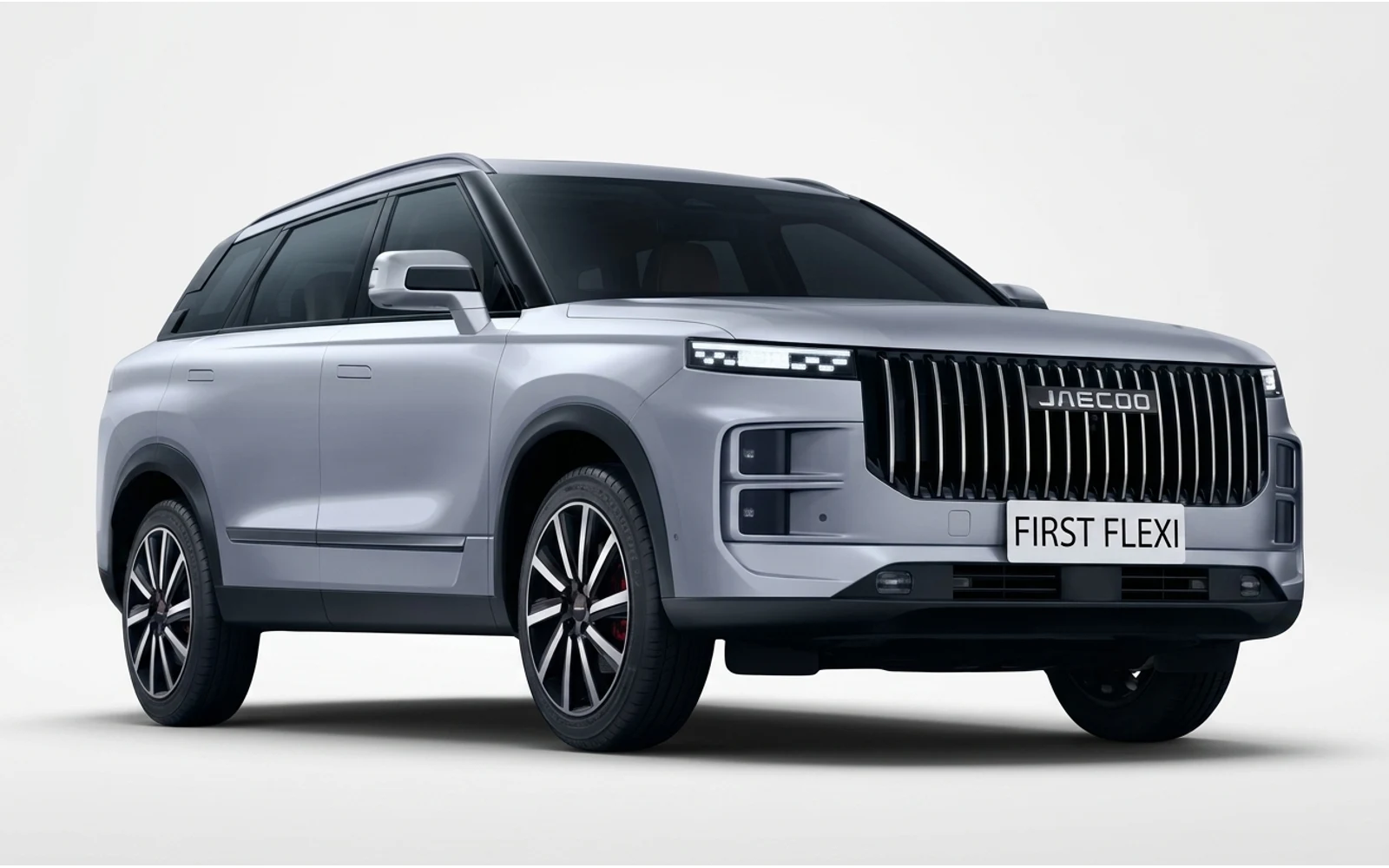 Silver Jaecoo 7 SUV shown from the front three-quarter view.