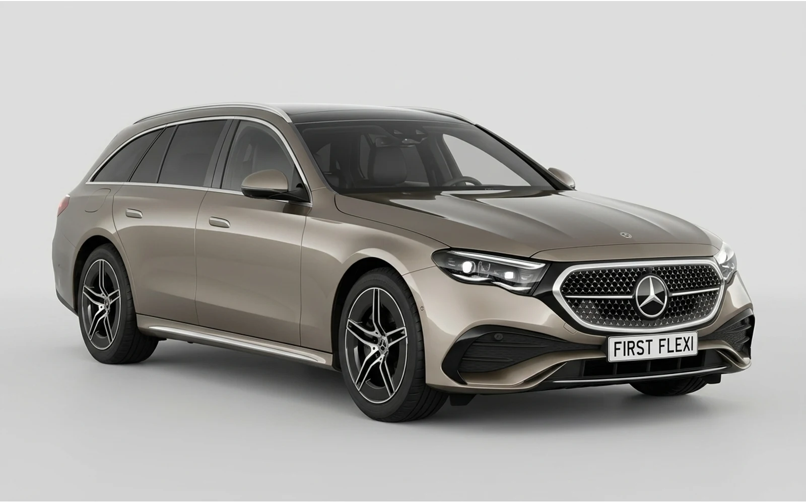 Front 3/4 view of a metallic brown Mercedes-Benz E Class wagon.