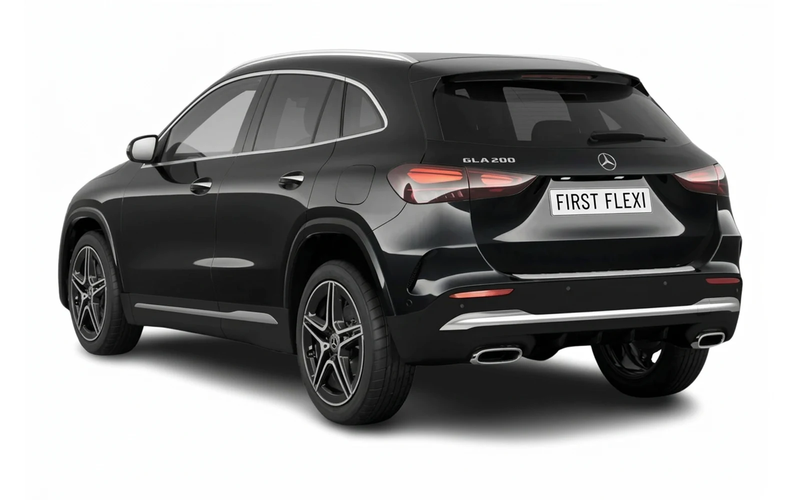 Black Mercedes-Benz GLA 200 viewed from the rear left.