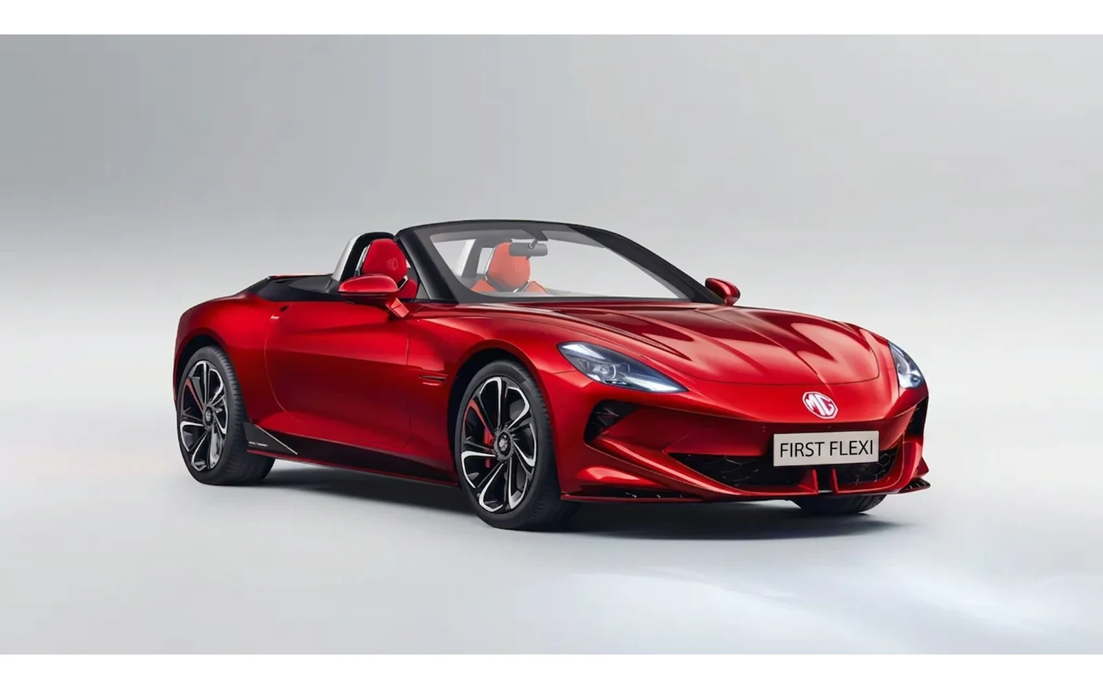 Red MG Cyberster convertible shown from the front left.