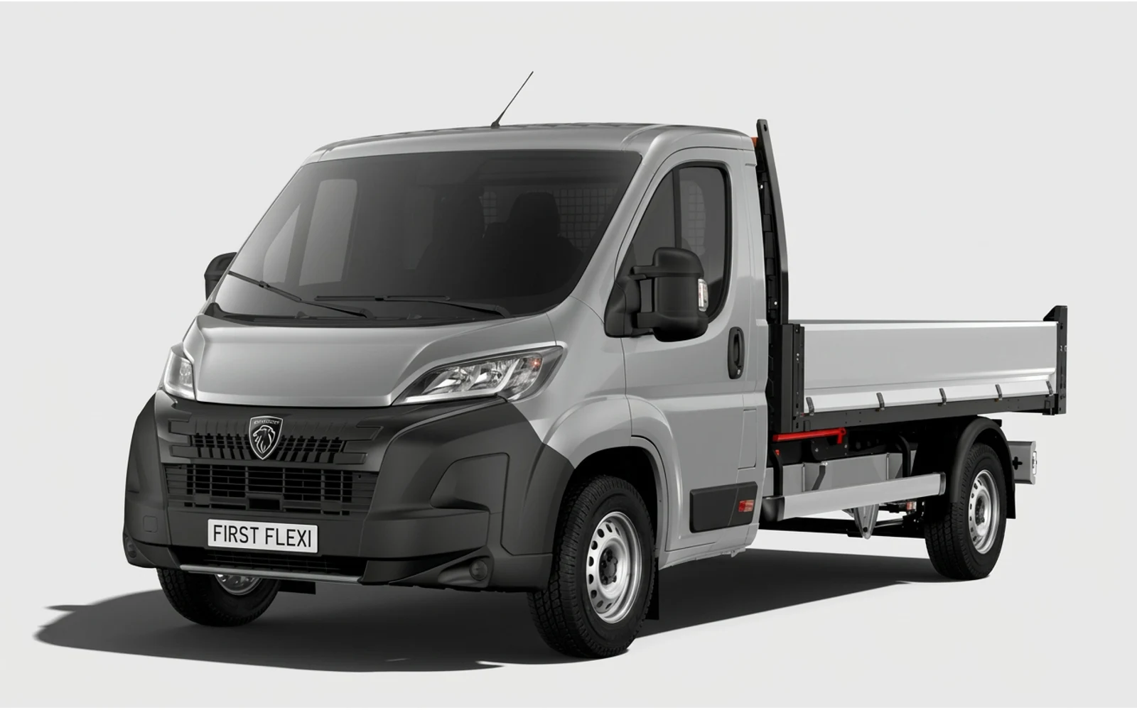 White Peugeot Boxer tipper shown from a front three-quarter view.