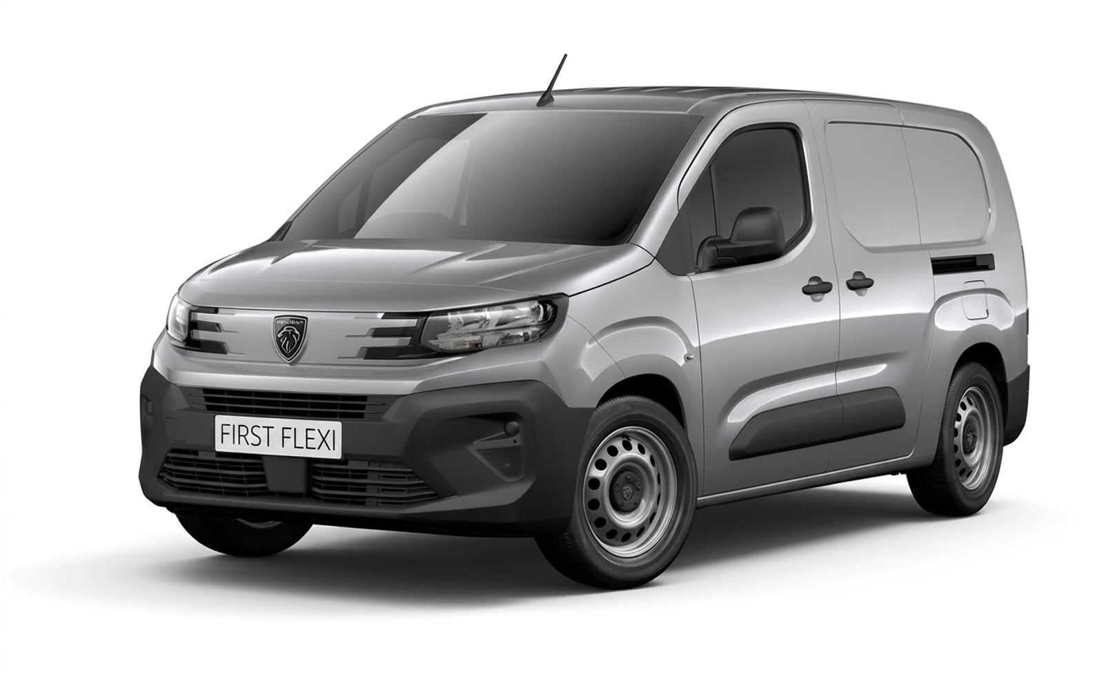 Silver Peugeot Partner van shown from a three-quarter front view.
