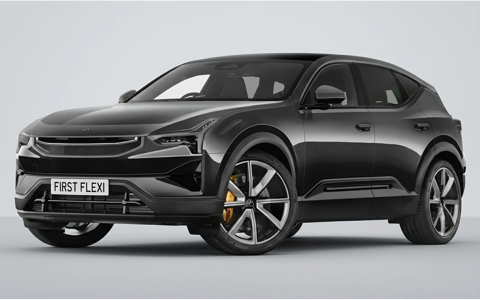 Black Polestar 3 SUV viewed from the front three-quarter angle.