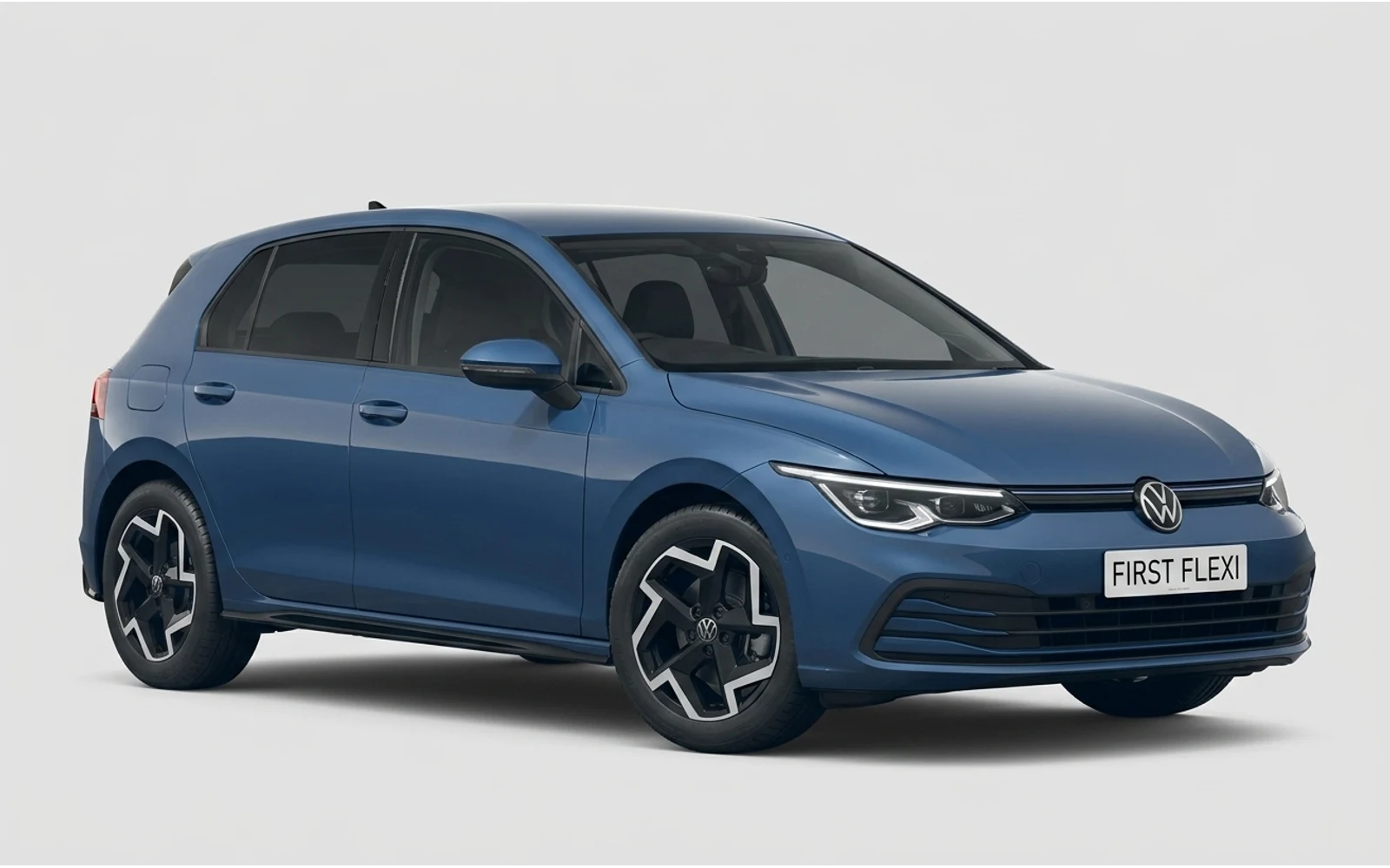 Blue Volkswagen Golf hatchback viewed from the rear right side.