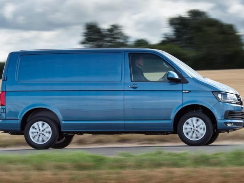 VW Transporter being driven down a road