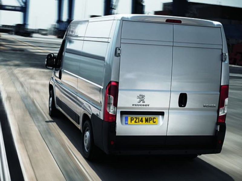 van driving along a motorway