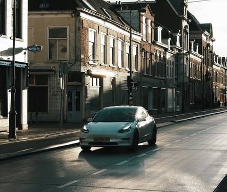 tesla on road