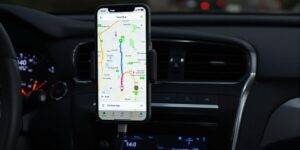 Sat-nav screen with a route.